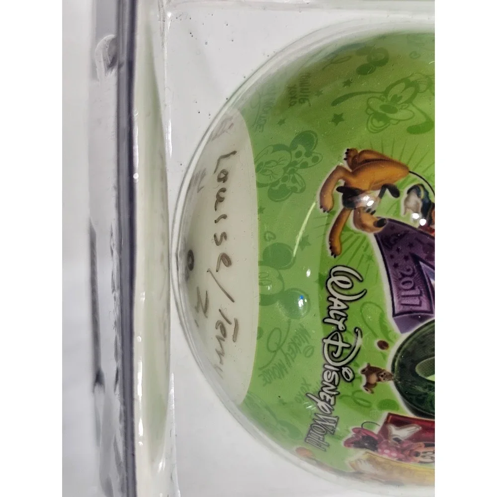 Disney Parks 2011 Walt Disney World Glass Ornament Mickey Minnie Goofy Green WDW